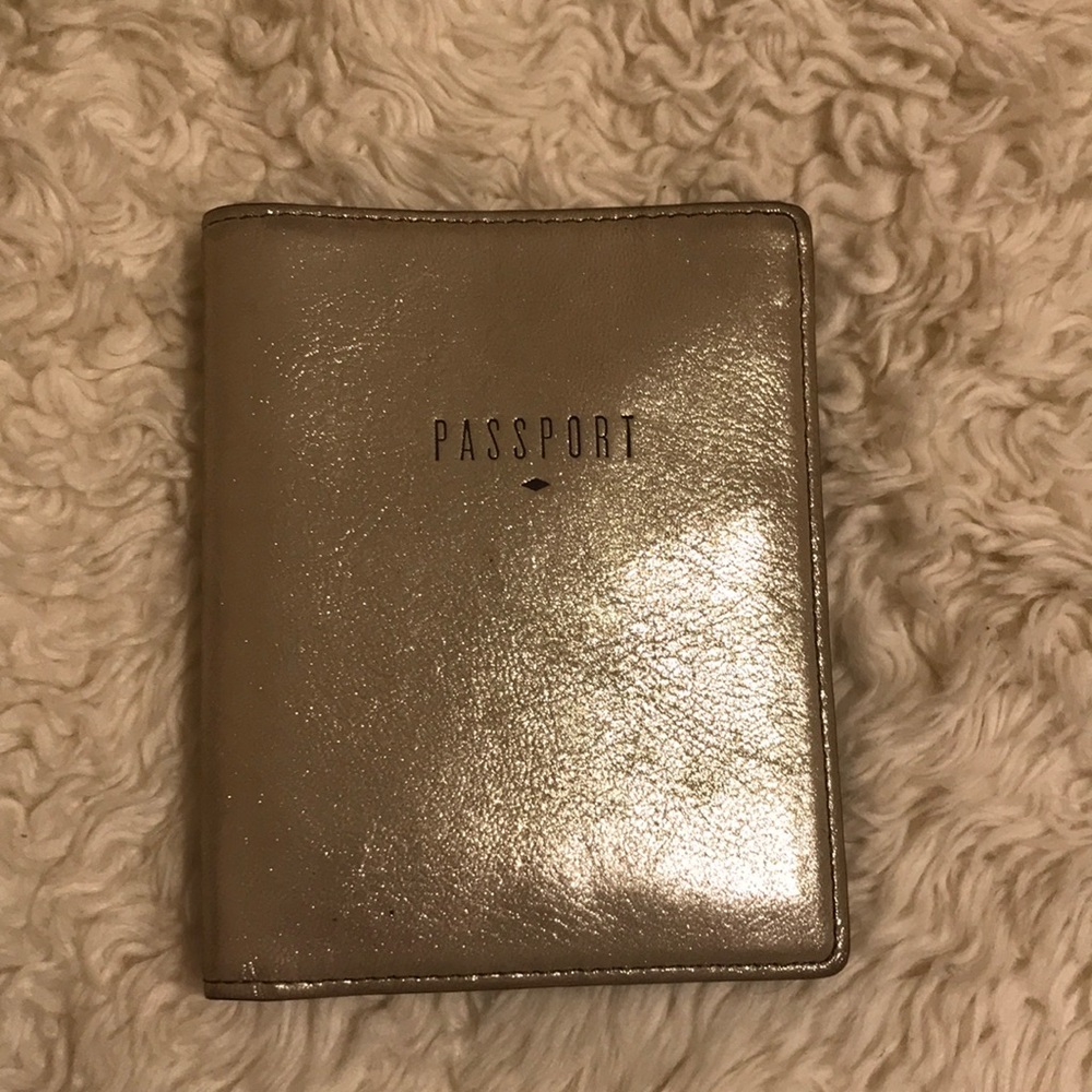 Gold Metallic Fossil Passport Holder
